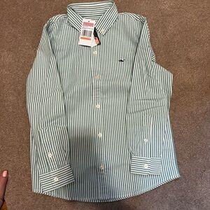 Vineyard Vines Boys Striped Oxford Whale shirt sea swell